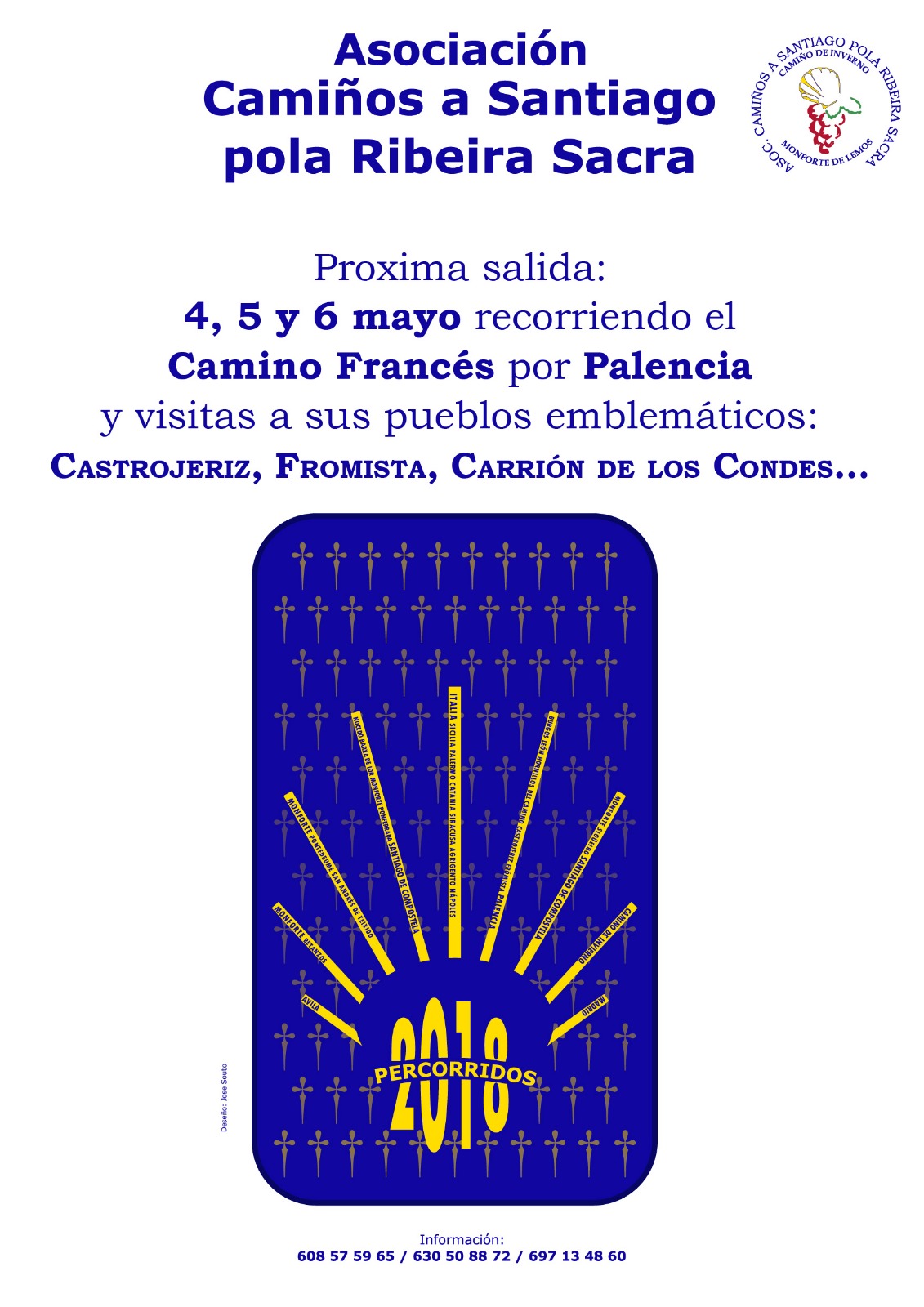 Próximo viaje de la asociación del Camino de Invierno por Ribeira Sacra a Palencia y recorrrido por el Camino Francés