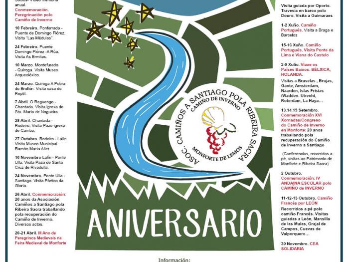 Programación anual de la Asociación del Camino de Invierno por ribeira Sacra centrada en la celebración se su 20 Aniversario 